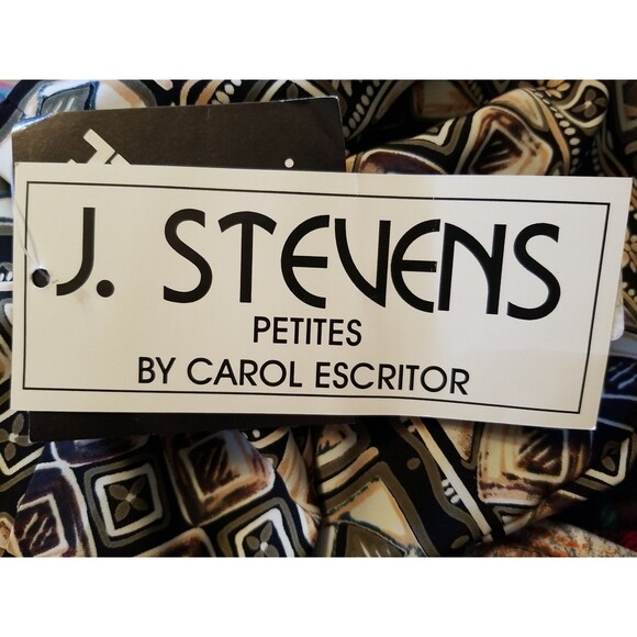 J Stevens Women's Size 10P Olive Beige Afrocentric Style Padded Shoulder Dress - Picture 3 of 9